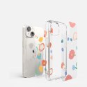 Pancerne etui pokrowiec z żelową ramką iPhone 14 Plus Fusion Design Floral przezroczysty Pancerne etui pokrowiec z żelową ramką iPhone 14 Plus Fusion Design Floral przezroczysty
