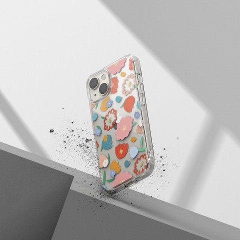 Pancerne etui pokrowiec z żelową ramką iPhone 14 Plus Fusion Design Floral przezroczysty Pancerne etui pokrowiec z żelową ramką iPhone 14 Plus Fusion Design Floral przezroczysty