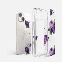 Pancerne etui pokrowiec z żelową ramką iPhone 14 Plus Fusion Design Purple Rose przezroczysty Pancerne etui pokrowiec z żelową ramką iPhone 14 Plus Fusion Design Purple Rose przezroczysty