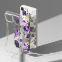 Pancerne etui pokrowiec z żelową ramką iPhone 14 Plus Fusion Design Purple Rose przezroczysty Pancerne etui pokrowiec z żelową ramką iPhone 14 Plus Fusion Design Purple Rose przezroczysty