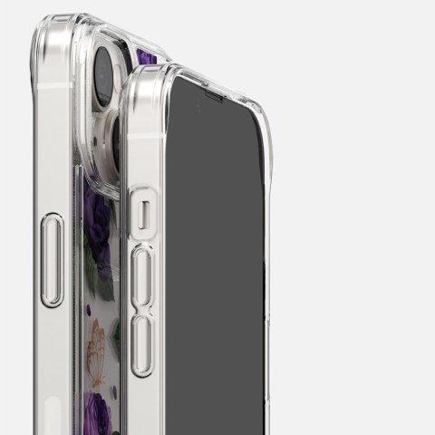 Pancerne etui pokrowiec z żelową ramką iPhone 14 Plus Fusion Design Purple Rose przezroczysty Pancerne etui pokrowiec z żelową ramką iPhone 14 Plus Fusion Design Purple Rose przezroczysty