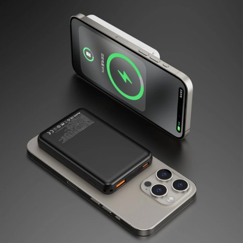 Powerbank 5000mAh magnetyczny z ładowarką indukcyjną MagSafe czarny Powerbank 5000mAh magnetyczny z ładowarką indukcyjną MagSafe czarny