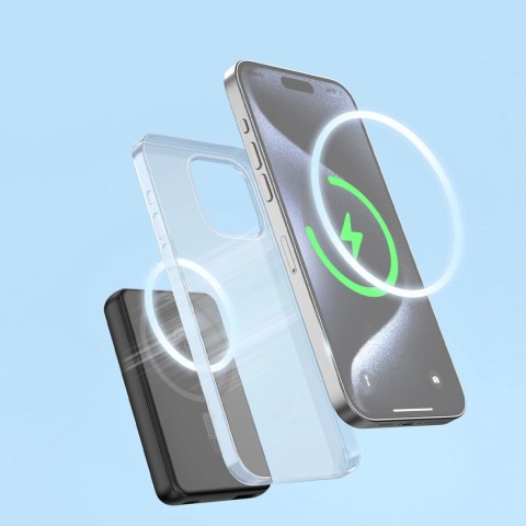 Powerbank 5000mAh magnetyczny z ładowarką indukcyjną MagSafe czarny Powerbank 5000mAh magnetyczny z ładowarką indukcyjną MagSafe czarny