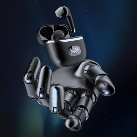 Słuchawki bezprzewodowe TWS z wyświetlaczem LED czarne Słuchawki bezprzewodowe TWS z wyświetlaczem LED czarne