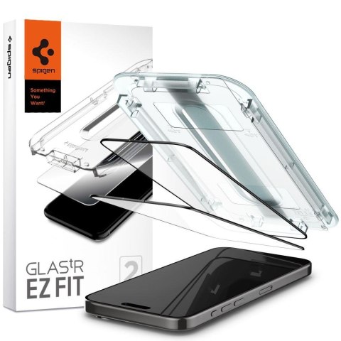 Szkło hartowane Glas.tR EZ Fit FC na iPhone 15 Pro czarne - ZESTAW 2 szt. Szkło hartowane Glas.tR EZ Fit FC na iPhone 15 Pro czarne - ZESTAW 2 szt.