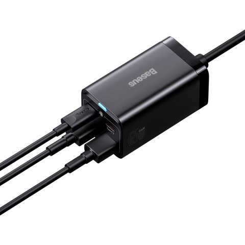 Szybka ładowarka sieciowa GaN3 Pro 2x USB-C / 2x USB 65W PD QC + kabel USB-C 1m czarny Szybka ładowarka sieciowa GaN3 Pro 2x USB-C / 2x USB 65W PD QC + kabel USB-C 1m czarny
