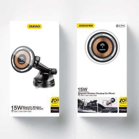 Uchwyt magnetyczny na kokpit z ładowarką indukcyjną MagSafe 15W czarna Uchwyt magnetyczny na kokpit z ładowarką indukcyjną MagSafe 15W czarna