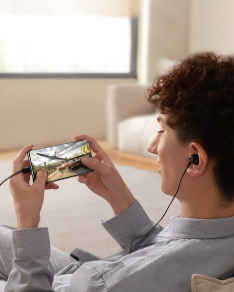 Zestaw słuchawkowy słuchawki douszne USB-C kabel 1.2m czarne Zestaw słuchawkowy słuchawki douszne USB-C kabel 1.2m czarne