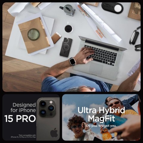 Etui Ultra Hybrid Mag z MagSafe na iPhone 15 Pro szare Etui Ultra Hybrid Mag z MagSafe na iPhone 15 Pro szare