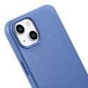 Skórzane etui iPhone 14 Plus magnetyczne z MagSafe Litchi Premium Leather Case niebieski Skórzane etui iPhone 14 Plus magnetyczne z MagSafe Litchi Premium Leather Case niebieski