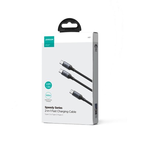 2w1 Kabel przewód Speedy Series USB-C - 2x USB-C 1.5m czarny 2w1 Kabel przewód Speedy Series USB-C - 2x USB-C 1.5m czarny