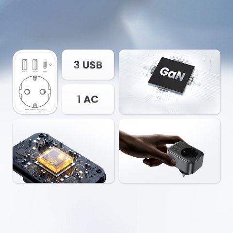 2w1 Ładowarka sieciowa adapter EU AC 13A 2x USB USB-C 30W wtyczka EU czarna 2w1 Ładowarka sieciowa adapter EU AC 13A 2x USB USB-C 30W wtyczka EU czarna