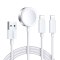 3w1 Kabel przewód USB-A z ładowarka indukcyjną + 2x iPhone Lightning 1.2m biały