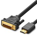 Dwukierunkowy kabel przewód HDMI - DVI 2m czarny Dwukierunkowy kabel przewód HDMI - DVI 2m czarny
