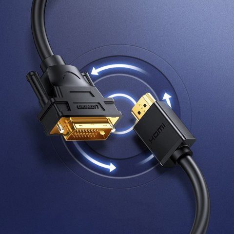 Dwukierunkowy kabel przewód HDMI - DVI 2m czarny Dwukierunkowy kabel przewód HDMI - DVI 2m czarny
