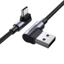 Kabel przewód kątowy USB-C - USB 2.0 480Mb/s 3A 3m czarny