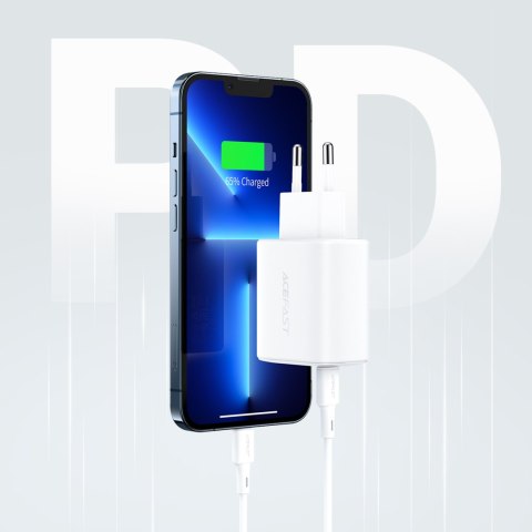 Ładowarka sieciowa USB-C i USB 20W PPS PD QC 3.0 AFC FCP biały Ładowarka sieciowa USB-C i USB 20W PPS PD QC 3.0 AFC FCP biały