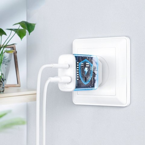 Ładowarka sieciowa USB-C i USB 20W PPS PD QC 3.0 AFC FCP biały Ładowarka sieciowa USB-C i USB 20W PPS PD QC 3.0 AFC FCP biały