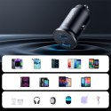 Mini ładowarka samochodowa do gniazda zapalniczki 30W 2x USB-C metalowa czarna