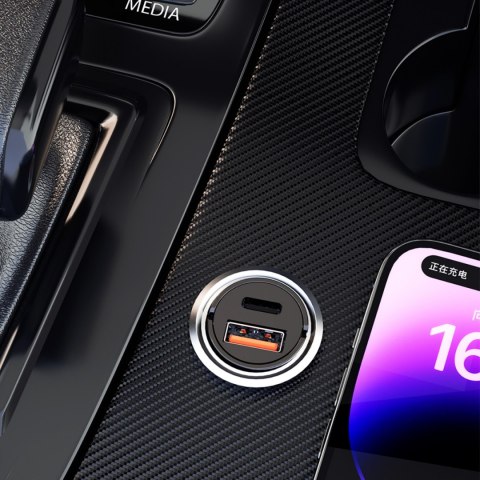 Mini ładowarka samochodowa do gniazda zapalniczki 48W QC PD czarna Mini ładowarka samochodowa do gniazda zapalniczki 48W QC PD czarna