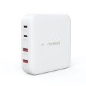Mocna ładowarka sieciowa GaN 100W 2x USB-A 2x USB-C biała Mocna ładowarka sieciowa GaN 100W 2x USB-A 2x USB-C biała