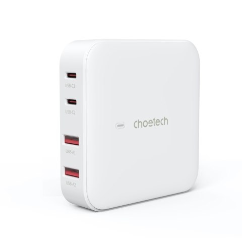 Mocna ładowarka sieciowa GaN 100W 2x USB-A 2x USB-C biała Mocna ładowarka sieciowa GaN 100W 2x USB-A 2x USB-C biała