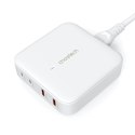 Mocna ładowarka sieciowa GaN 100W 2x USB-A 2x USB-C biała Mocna ładowarka sieciowa GaN 100W 2x USB-A 2x USB-C biała