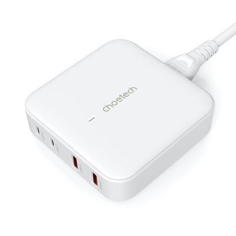 Mocna ładowarka sieciowa GaN 100W 2x USB-A 2x USB-C biała Mocna ładowarka sieciowa GaN 100W 2x USB-A 2x USB-C biała