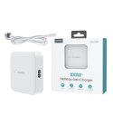 Mocna ładowarka sieciowa GaN 100W 2x USB-A 2x USB-C biała Mocna ładowarka sieciowa GaN 100W 2x USB-A 2x USB-C biała
