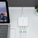 Mocna ładowarka sieciowa GaN 100W 2x USB-A 2x USB-C biała Mocna ładowarka sieciowa GaN 100W 2x USB-A 2x USB-C biała