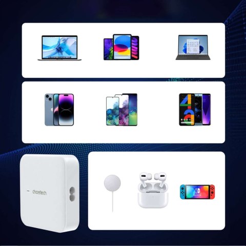 Mocna ładowarka sieciowa GaN 100W 2x USB-A 2x USB-C biała Mocna ładowarka sieciowa GaN 100W 2x USB-A 2x USB-C biała