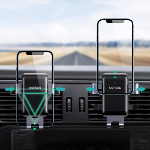 Samochodowy grawitacyjny uchwyt na telefon - okrągła kratka szary Samochodowy grawitacyjny uchwyt na telefon - okrągła kratka szary