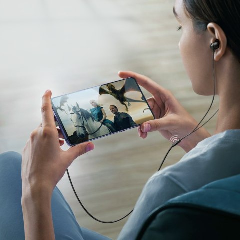 Zestaw słuchawkowy słuchawki douszne USB-C JR-EC06 szare Zestaw słuchawkowy słuchawki douszne USB-C JR-EC06 szare