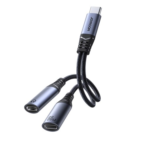 2w1 Adapter przejściówka ładowarka + słuchawki USB-C do 2x USB-C czarny 2w1 Adapter przejściówka ładowarka + słuchawki USB-C do 2x USB-C czarny