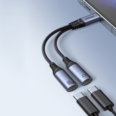 2w1 Adapter przejściówka ładowarka + słuchawki USB-C do 2x USB-C czarny 2w1 Adapter przejściówka ładowarka + słuchawki USB-C do 2x USB-C czarny