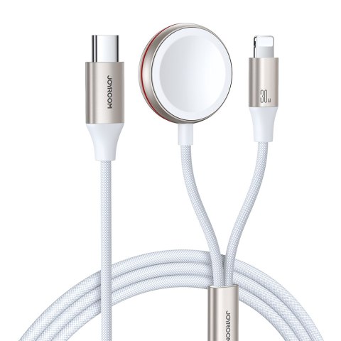 2w1 Kabel Lightning do iPhone i ładowarka indukcyjna do Apple Watch USB-C 1.5m biały 2w1 Kabel Lightning do iPhone i ładowarka indukcyjna do Apple Watch USB-C 1.5m biały