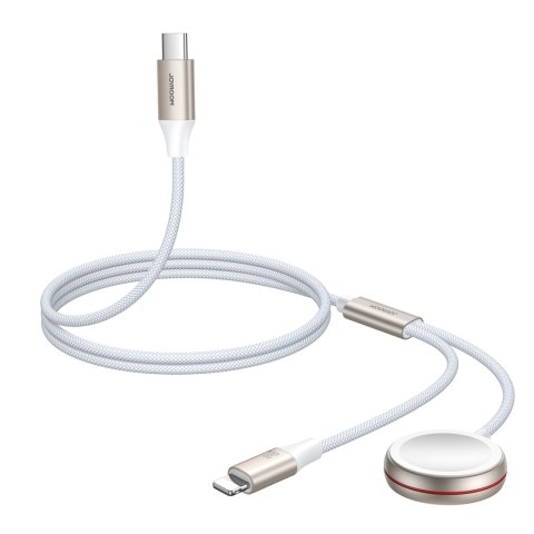 2w1 Kabel Lightning do iPhone i ładowarka indukcyjna do Apple Watch USB-C 1.5m biały 2w1 Kabel Lightning do iPhone i ładowarka indukcyjna do Apple Watch USB-C 1.5m biały