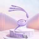 3w1 Kabel zwijany Colorful Series USB-A do USB-C / iPhone Lightning / microUSB 1m fioletowy 3w1 Kabel zwijany Colorful Series USB-A do USB-C / iPhone Lightning / microUSB 1m fioletowy