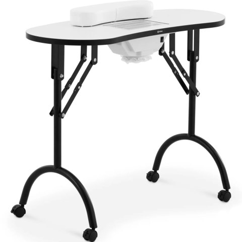 Biurko stolik do manicure kosmetyczny z pochłaniaczem pyłu składany na kółkach 90 x 42 x 73 cm biały Biurko stolik do manicure kosmetyczny z pochłaniaczem pyłu składany na kółkach 90 x 42 x 73 cm biały