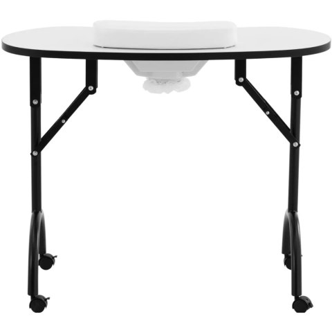 Biurko stolik do manicure kosmetyczny z pochłaniaczem pyłu składany na kółkach 90 x 42 x 73 cm biały Biurko stolik do manicure kosmetyczny z pochłaniaczem pyłu składany na kółkach 90 x 42 x 73 cm biały