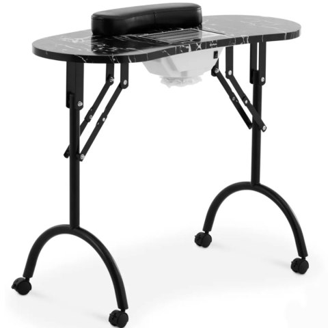 Biurko stolik do manicure kosmetyczny z pochłaniaczem pyłu składany na kółkach 90 x 43 x 73 cm czarny Biurko stolik do manicure kosmetyczny z pochłaniaczem pyłu składany na kółkach 90 x 43 x 73 cm czarny