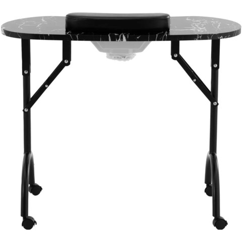 Biurko stolik do manicure kosmetyczny z pochłaniaczem pyłu składany na kółkach 90 x 43 x 73 cm czarny Biurko stolik do manicure kosmetyczny z pochłaniaczem pyłu składany na kółkach 90 x 43 x 73 cm czarny