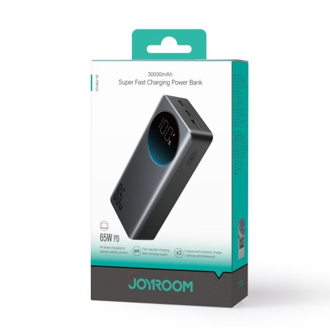 Cyfrowy powerbank 30000mAH 65W 3A USB USB-C czarny Cyfrowy powerbank 30000mAH 65W 3A USB USB-C czarny