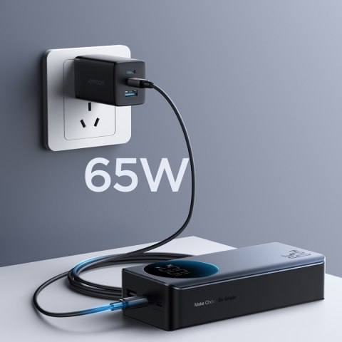 Cyfrowy powerbank 30000mAH 65W 3A USB USB-C czarny Cyfrowy powerbank 30000mAH 65W 3A USB USB-C czarny