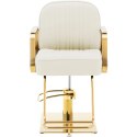 Fotel fryzjerski barberski kosmetyczny z podnóżkiem Physa STAUNTON - kremowo - złoty