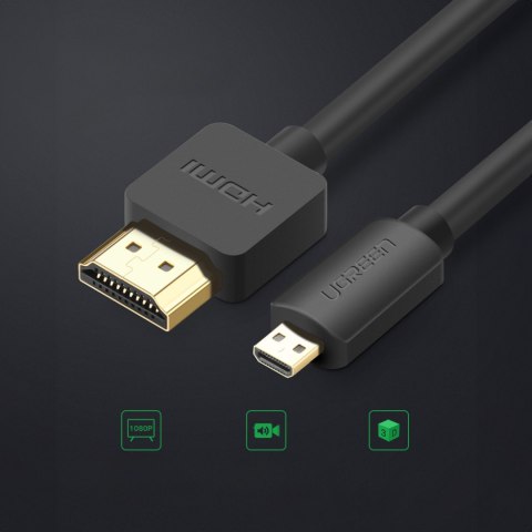 Kabel przewód Audio Video microHDMI - HDMI 2.0 2m czarny Kabel przewód Audio Video microHDMI - HDMI 2.0 2m czarny