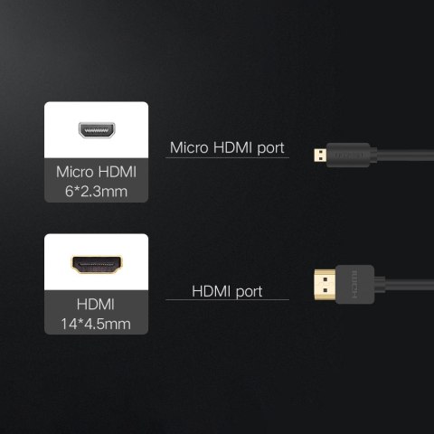 Kabel przewód Audio Video microHDMI - HDMI 2.0 2m czarny Kabel przewód Audio Video microHDMI - HDMI 2.0 2m czarny