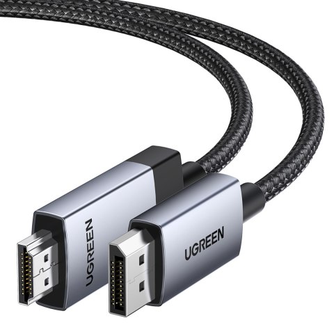 Kabel przewód DisplayPort - HDMI 4K 60Hz w oplocie 2m szary Kabel przewód DisplayPort - HDMI 4K 60Hz w oplocie 2m szary