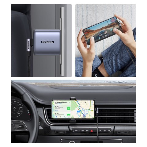 Kabel przewód kątowy USB-C w oplocie 480Mb/s 0.5m czarno szary