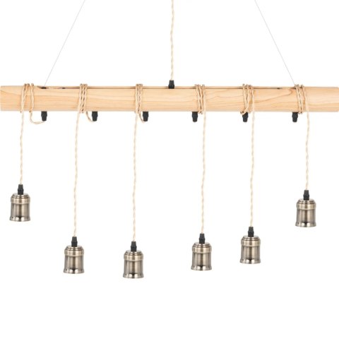 Lampa sufitowa wisząca LOFT 6 punktowa E27 - drewniana belka Lampa sufitowa wisząca LOFT 6 punktowa E27 - drewniana belka